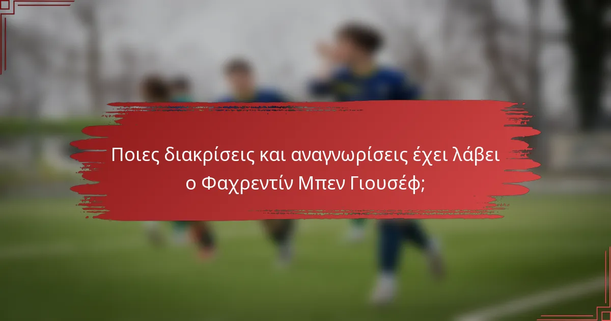 Ποιες διακρίσεις και αναγνωρίσεις έχει λάβει ο Φαχρεντίν Μπεν Γιουσέφ;